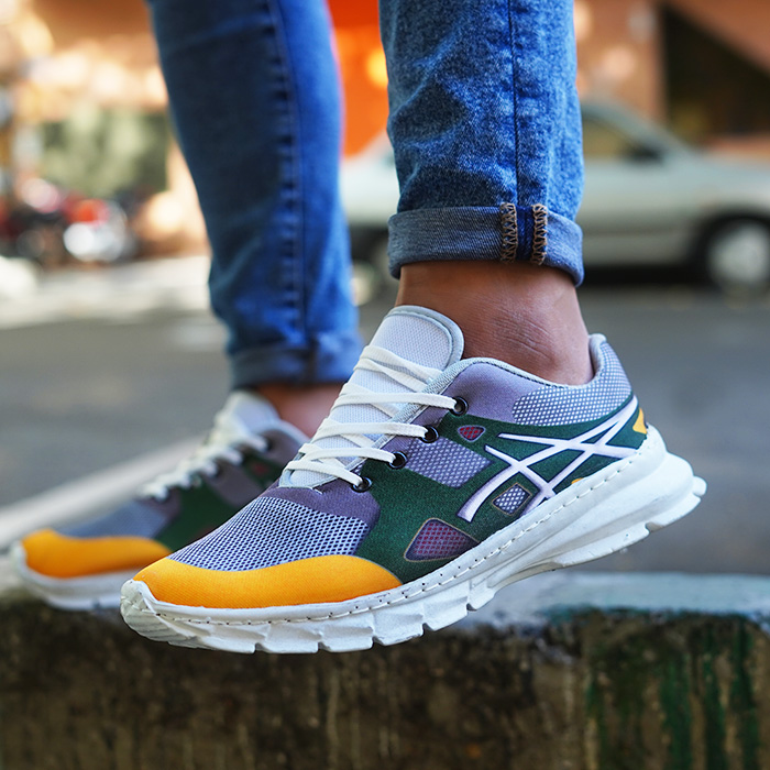 کفش ورزشی مردانه اسیکس نارنجی سبز ( T)مدل evino