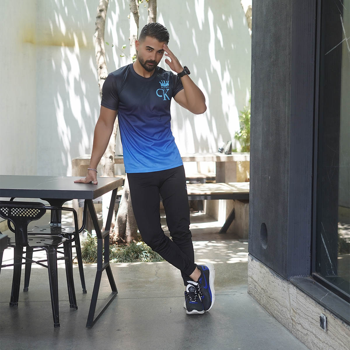 ست تیشرت شلوار آبی مردانه مدل venzel