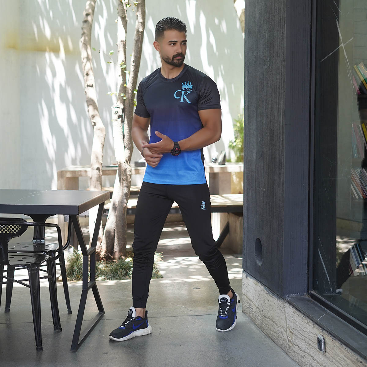 ست تیشرت شلوار آبی مردانه مدل venzel