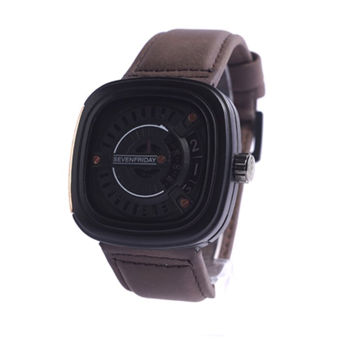 ساعت sevenfriday قهوه ای صفحه مشکی مدل rinald