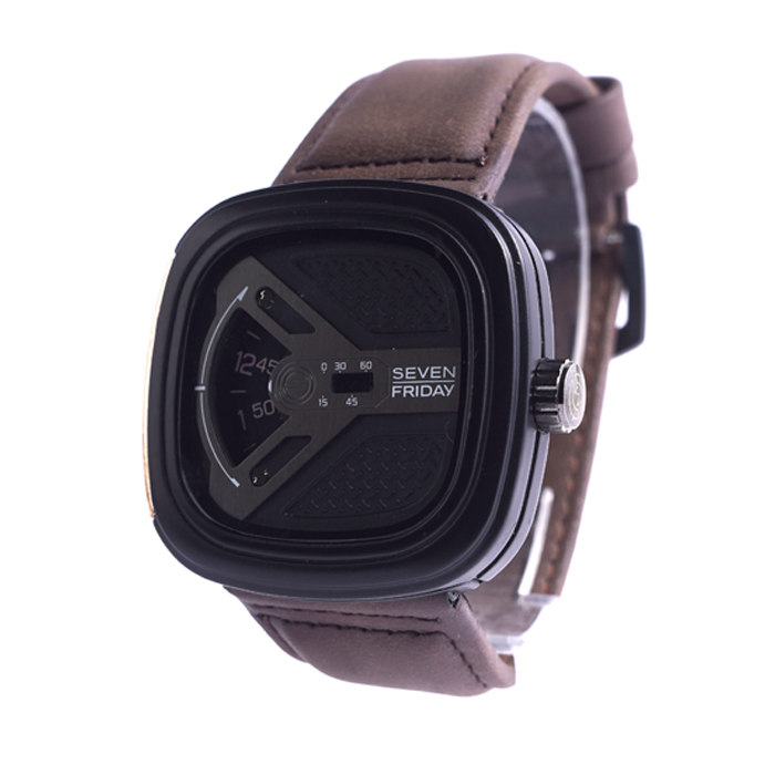 ساعت sevenfriday قهوه ای صفحه مشکی مدل richard