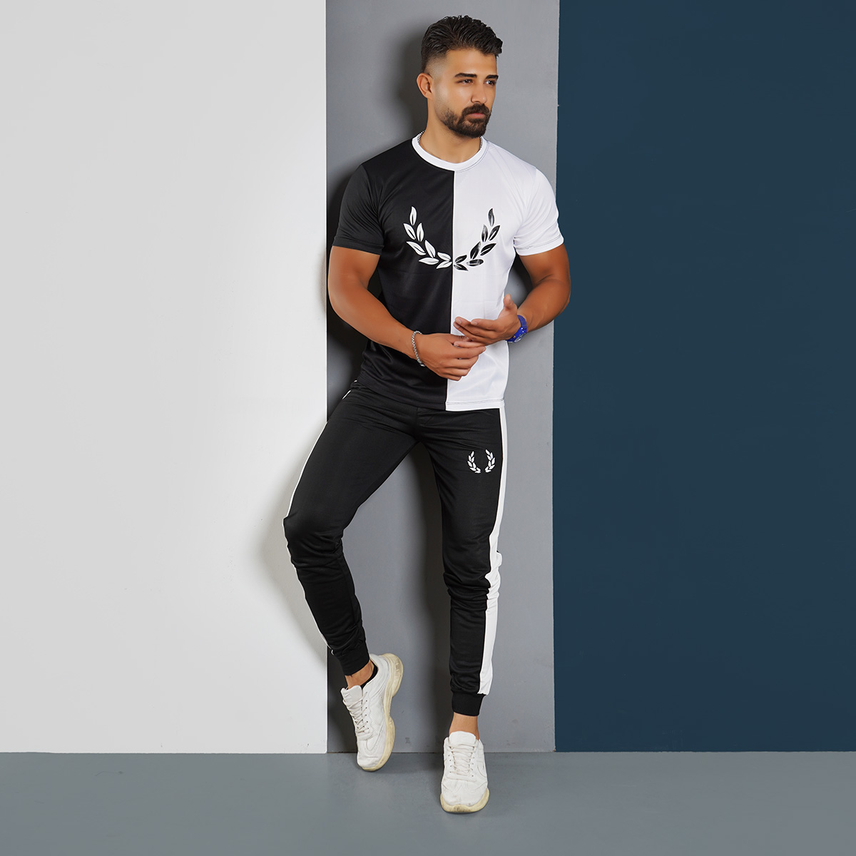 ست تیشرت شلوار طرح برگ مردانه مدل payam