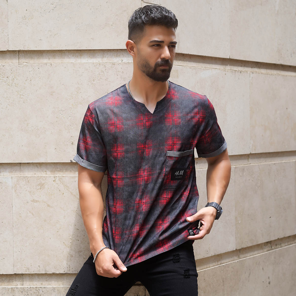 تیشرت مردانه قرمز مدل Artian