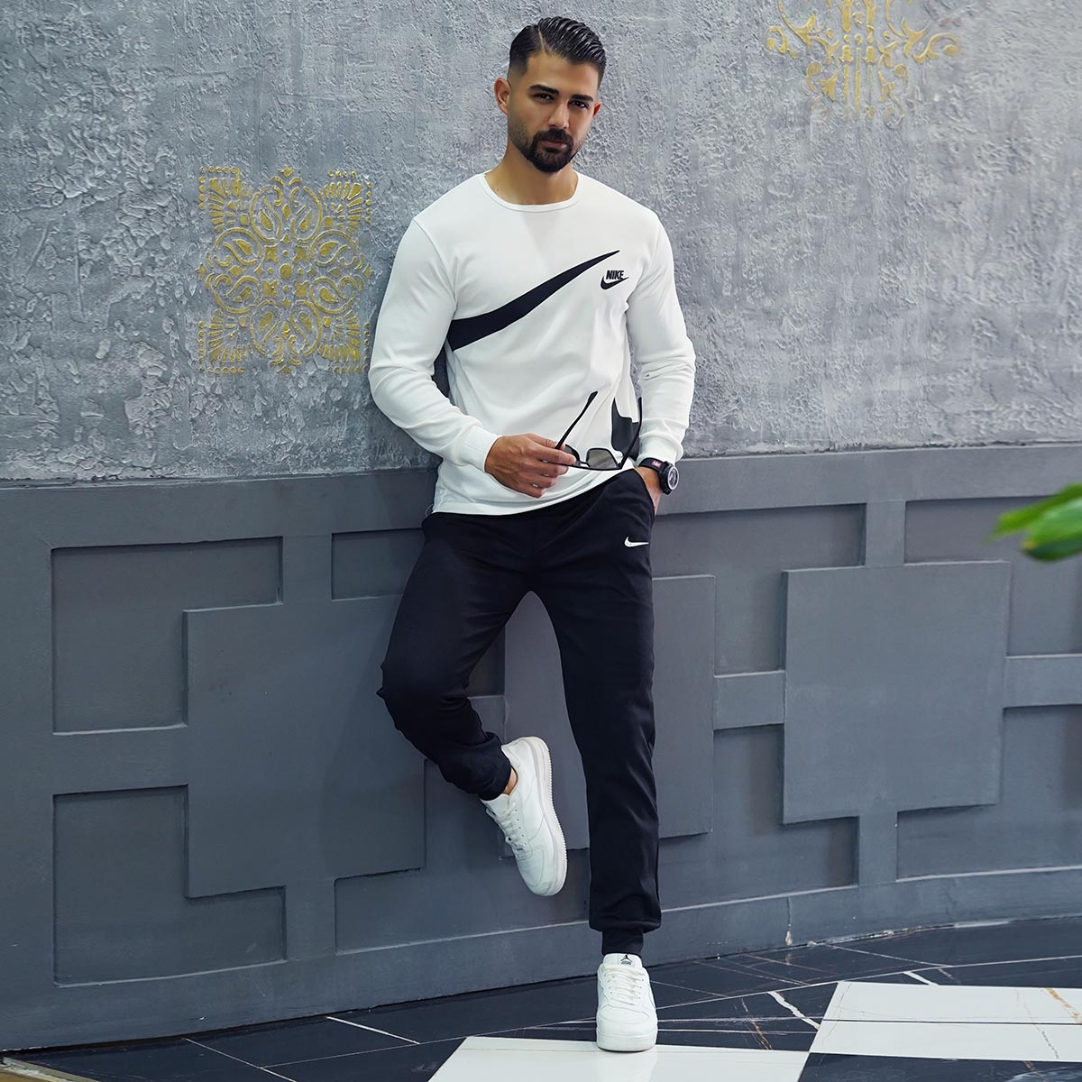 ست تیشرت آستین بلند شلوار سفید مدل Milano