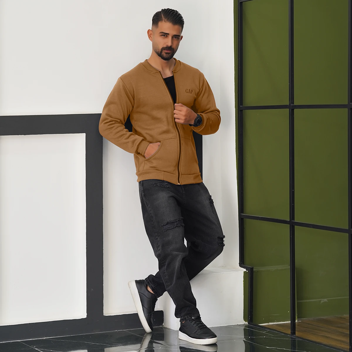 سوییشرت مردانه قهوه ای مدل GAP