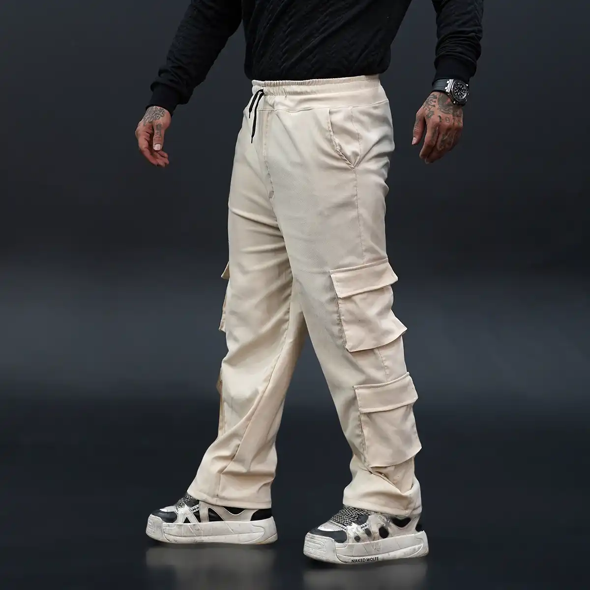 شلوار کارگو مردانه کرم مدل ARON