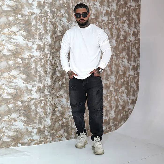 تیشرت آستین بلند سفید مدل Walii