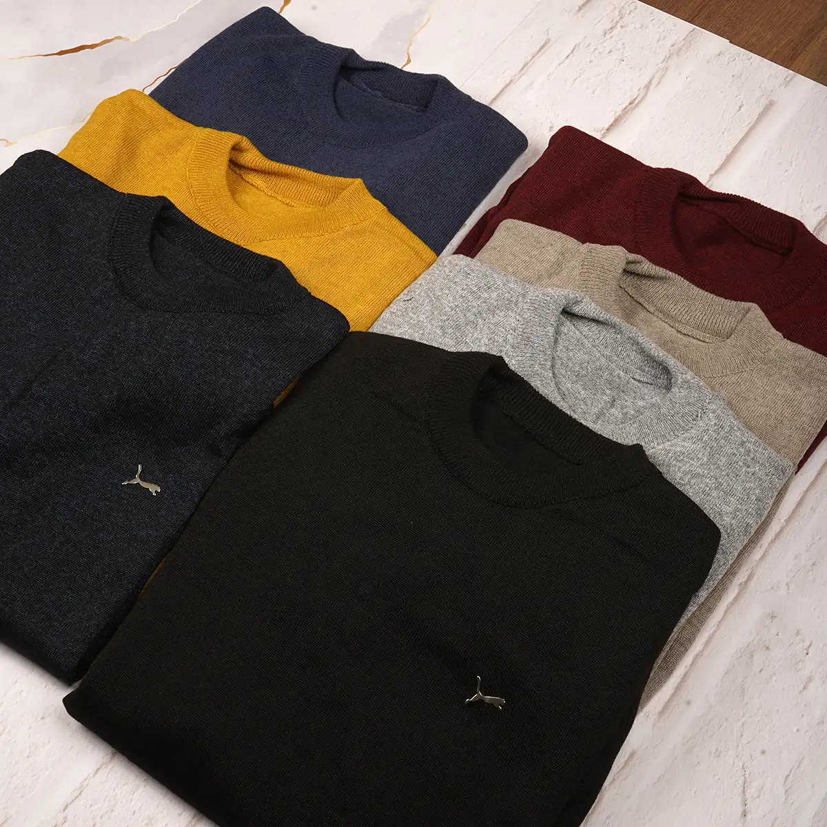 پلیور یقه گرد پوما خردلی مدل Danyal