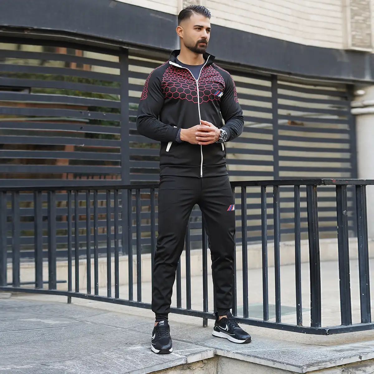 ست سوئیشرت شلوار قرمز مشکی مردانه مدل matio