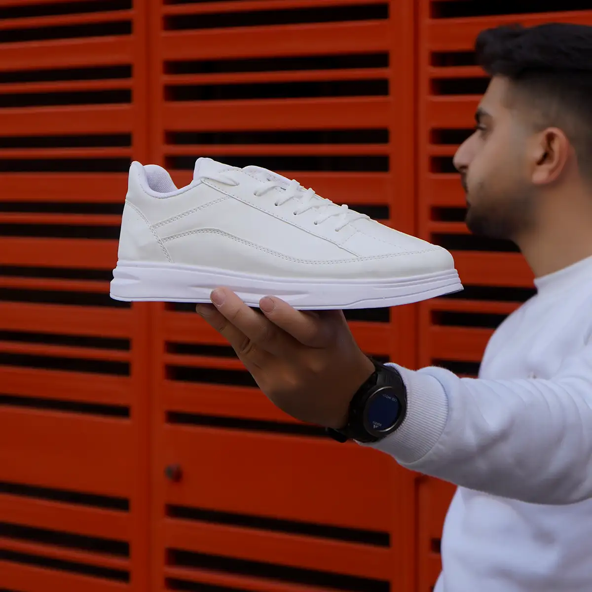 کفش تخت سفید مردانه مدل 11 BY BY S