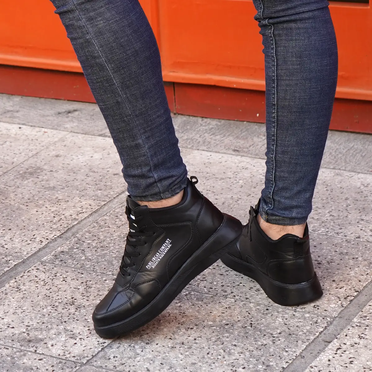 کفش تخت تمام مشکی ساقدار مردانه مدل Anatomic