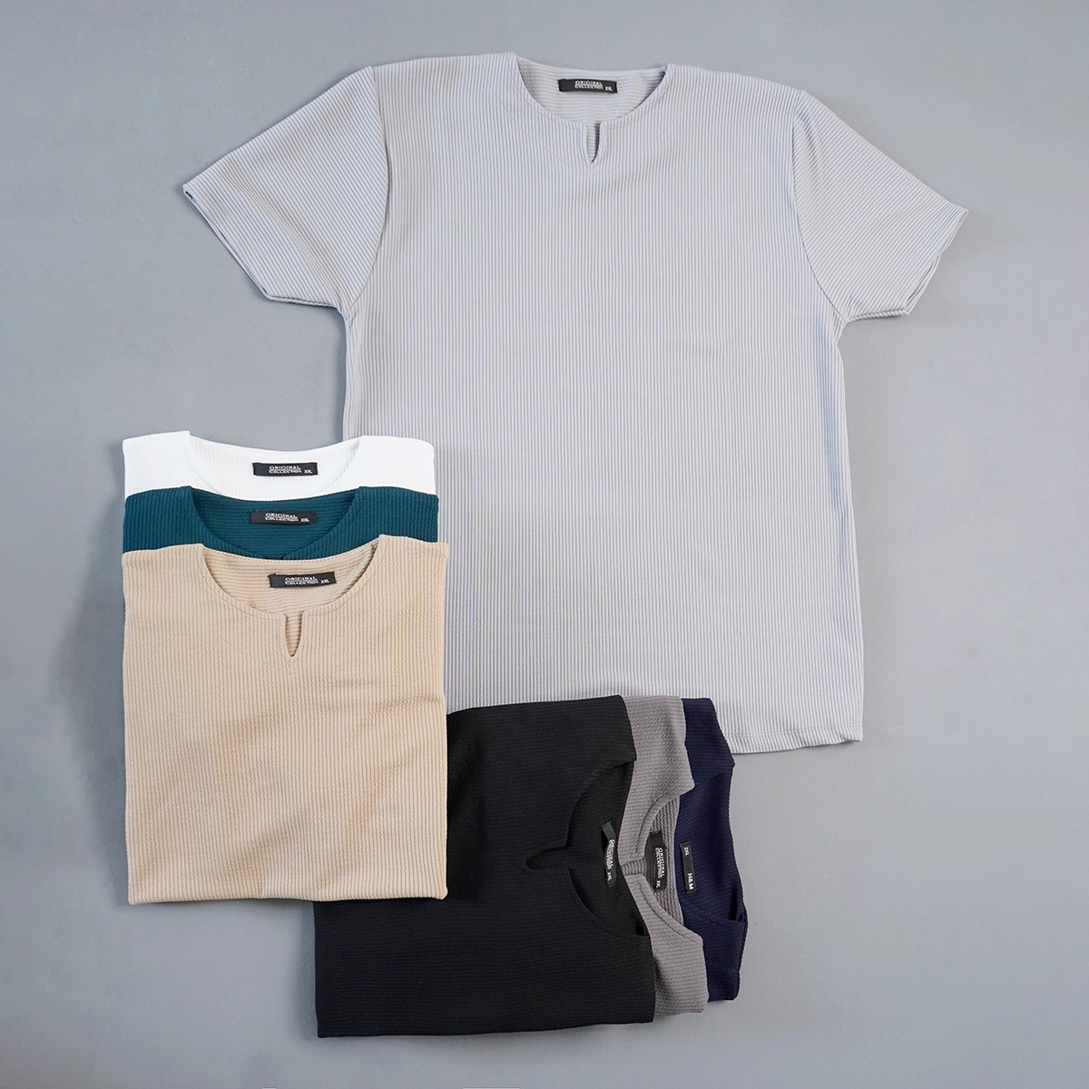 تیشرت آستین کوتاه یقه کوبایی سفید مردانه مدل Asam