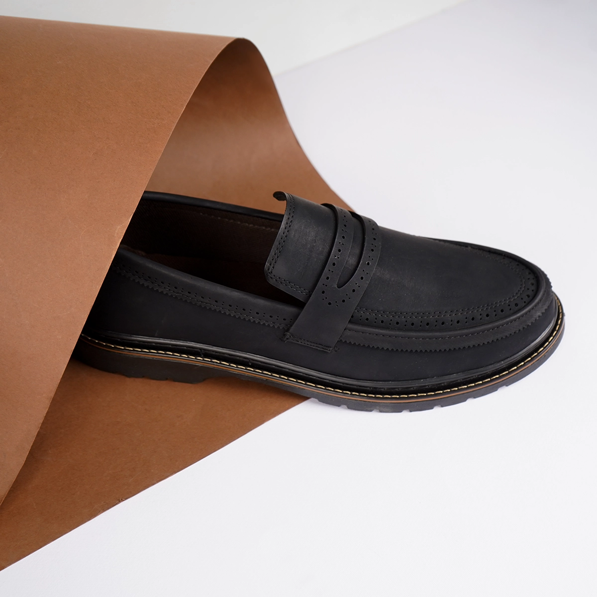 کفش تخت مردانه مشکی مدل Erfan