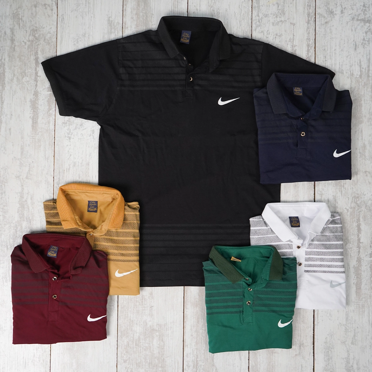 تیشرت یقه دار راه راه سفید مدل Farhan