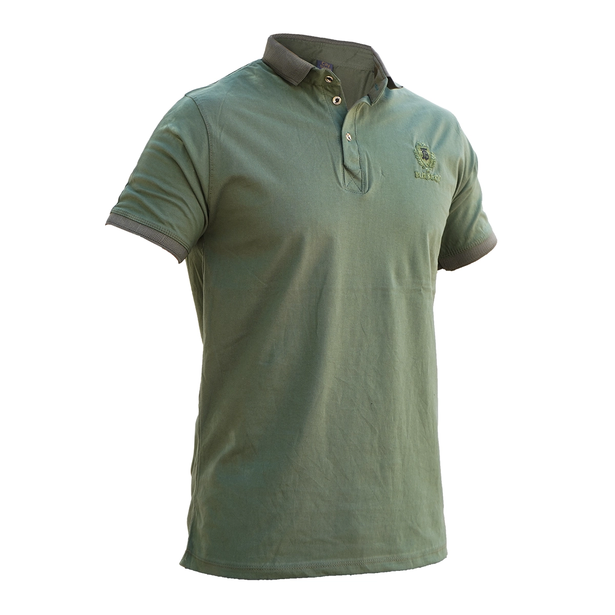 تیشرت یقه دار سبز مردانه مدل Taha