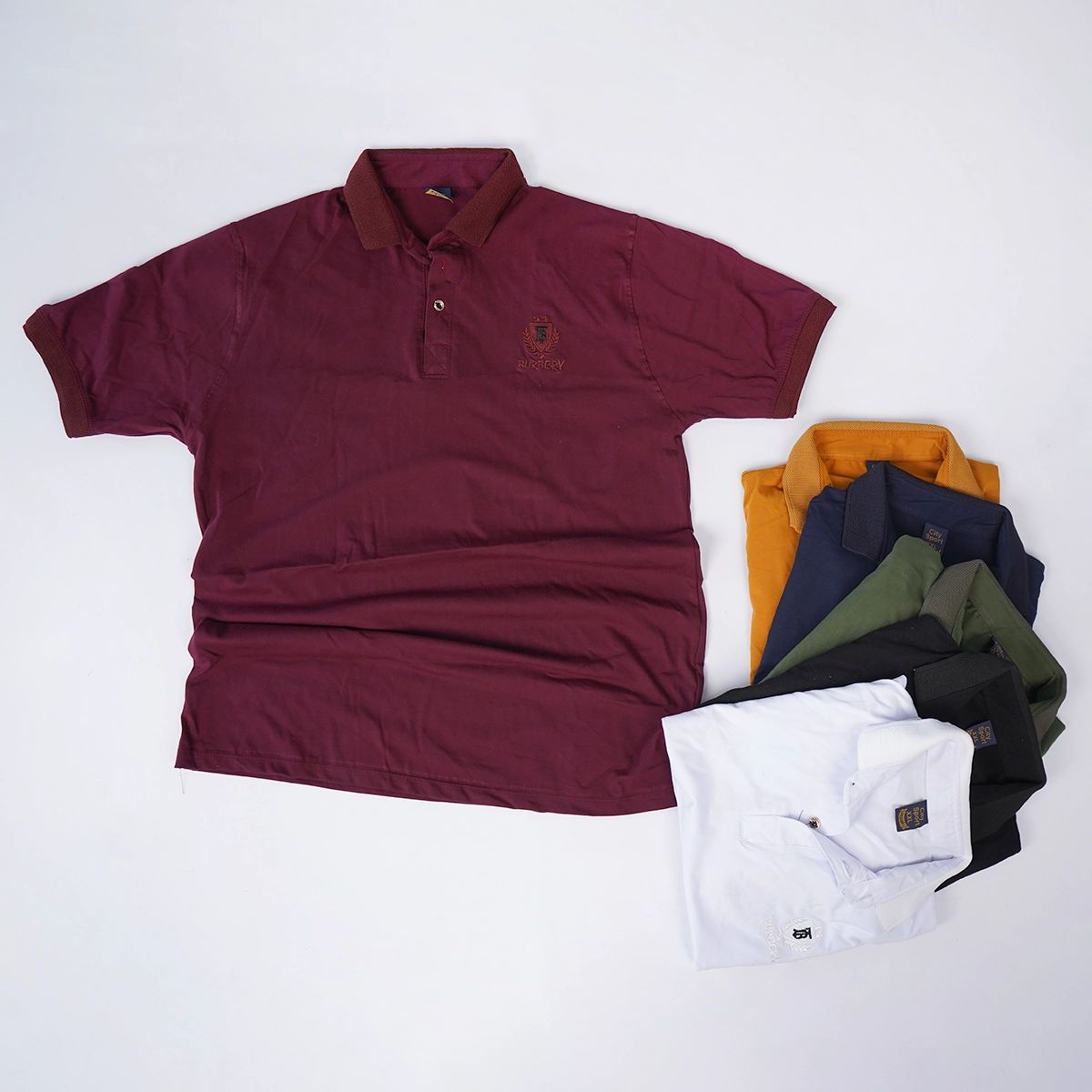 تیشرت یقه دار زرشکی مردانه مدل Taha