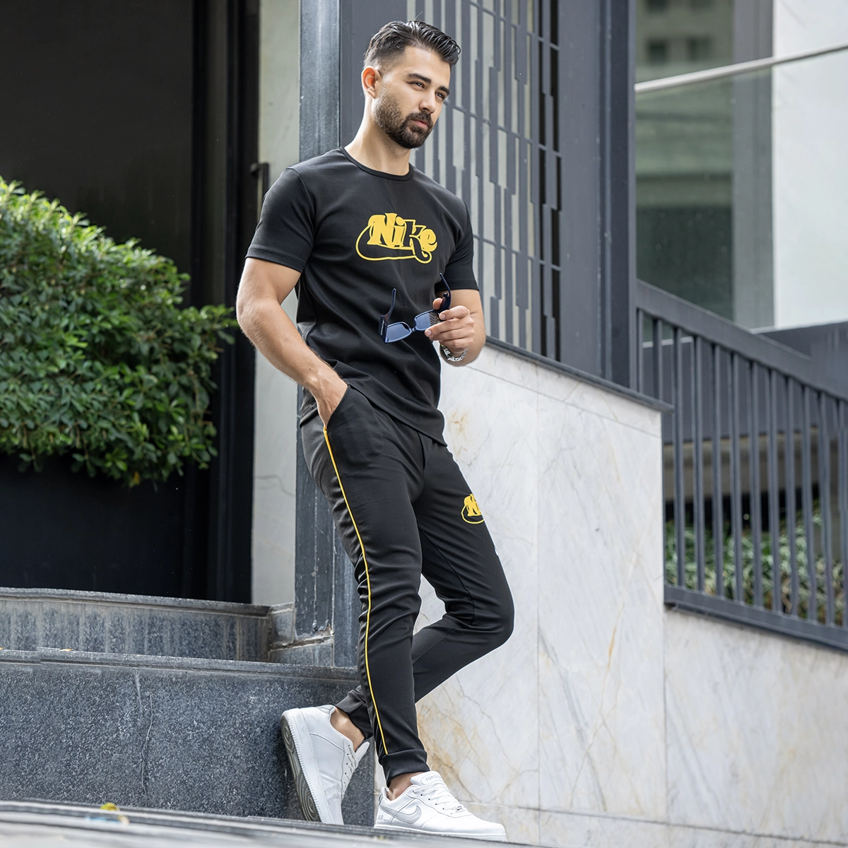 ست تیشرت شلوار نایک زرد مردانه مدل Keyhan