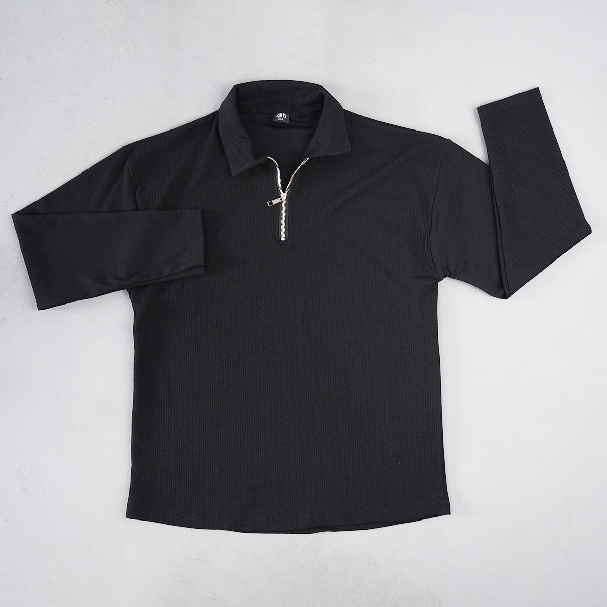 بلوز مردانه نیم زیپ آستین بلند مشکی مدل FARBOD