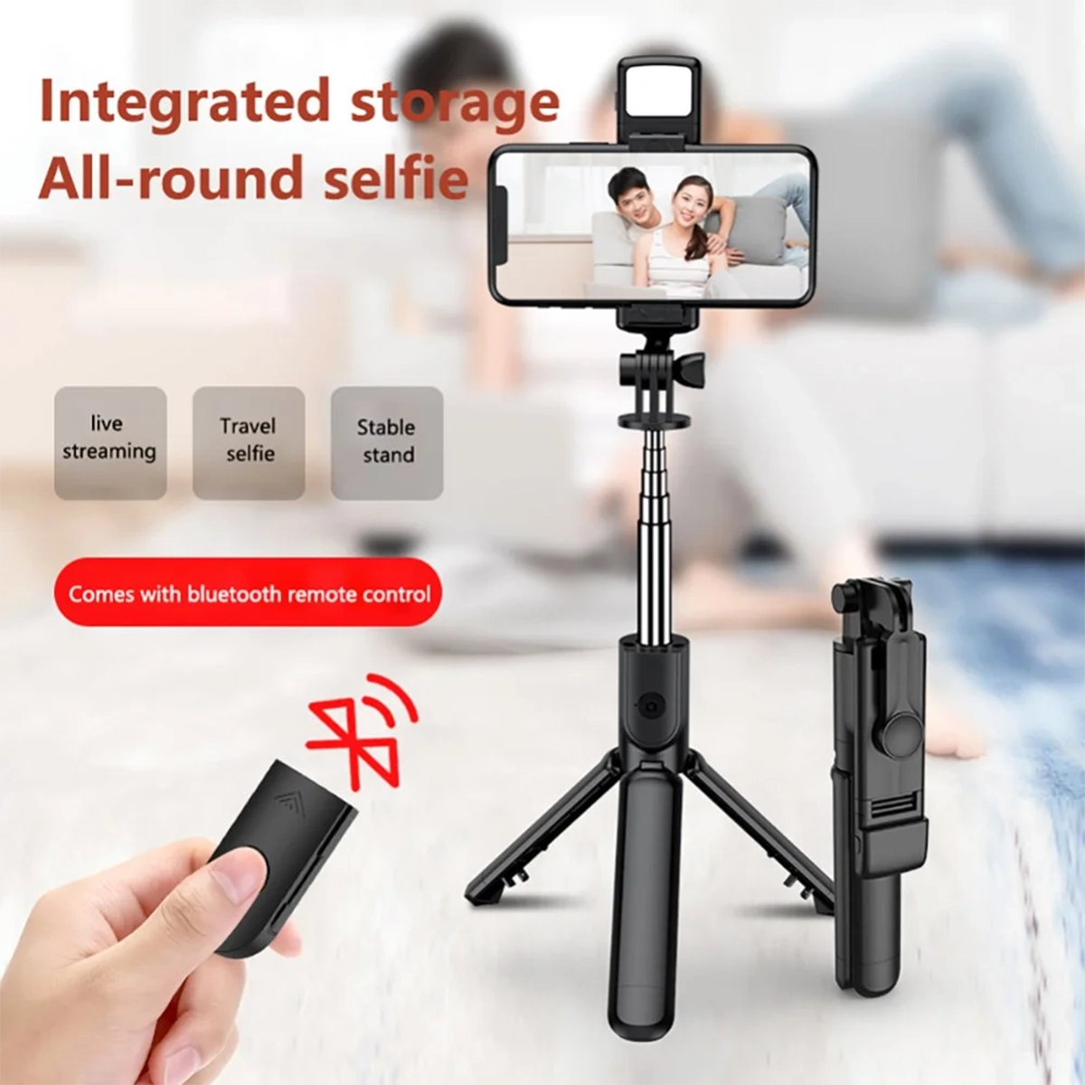 سه پایه و منوپاد موبایل مدل Selfie Stick