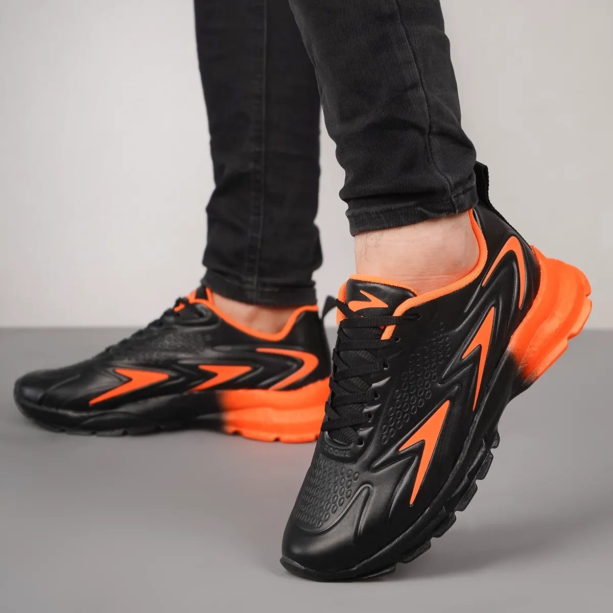 کفش ورزشی مردانه مشکی نارنجی مدل Marion