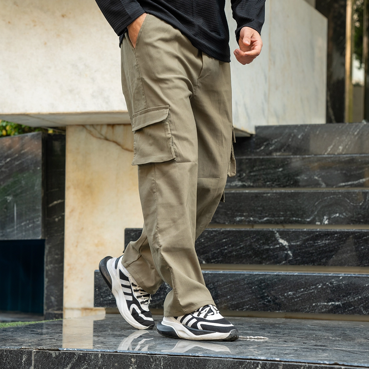 شلوار کارگو مردانه زیتونی مدل ARON