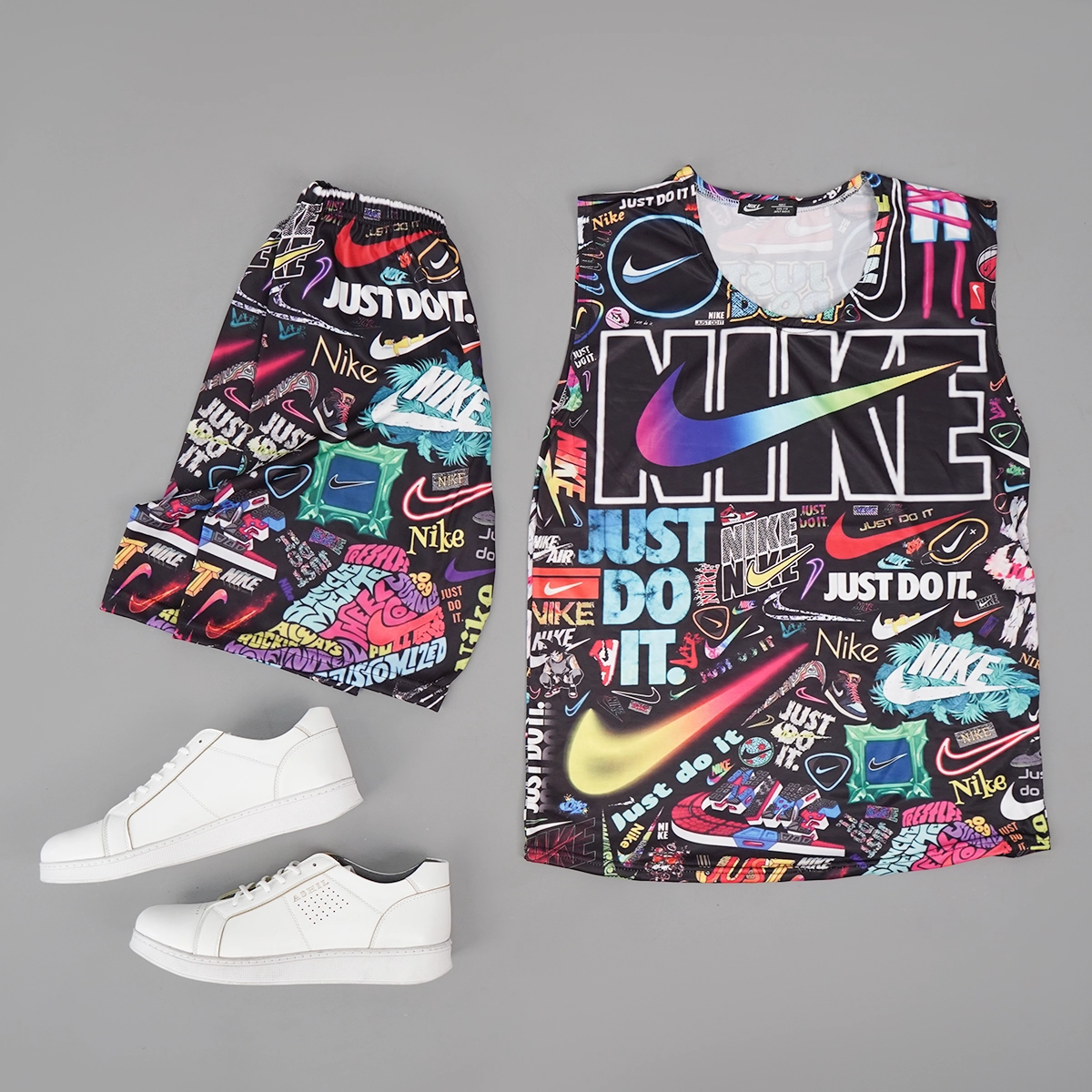 ست رکابی شلوارک مردانه نایک رنگی طرحدار