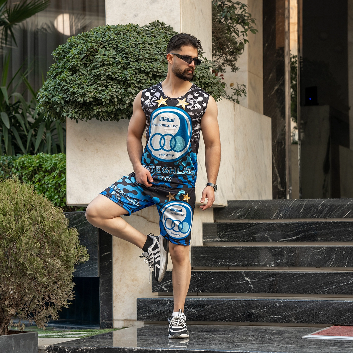 ست رکابی شلوارک استقلال مردانه مدل Pedram