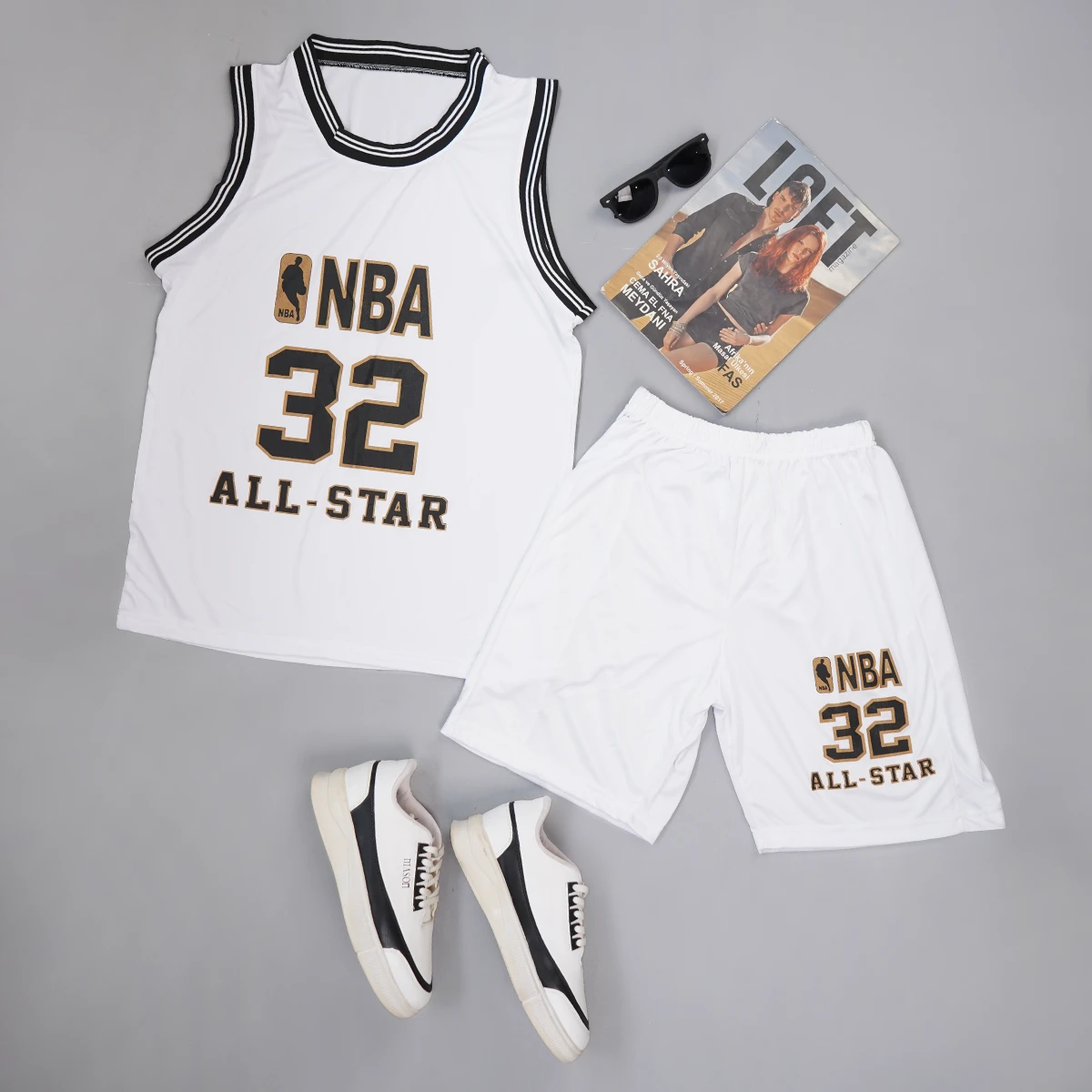 ست رکابی شلوارک سفید مردانه مدلJordan 23