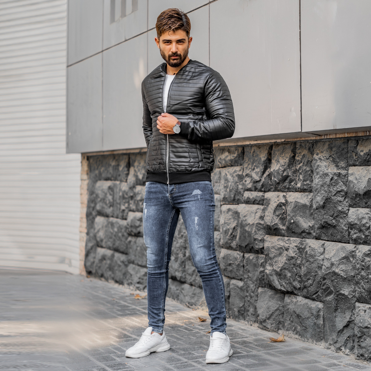 کاپشن مردانه چرم مدل FRIKA