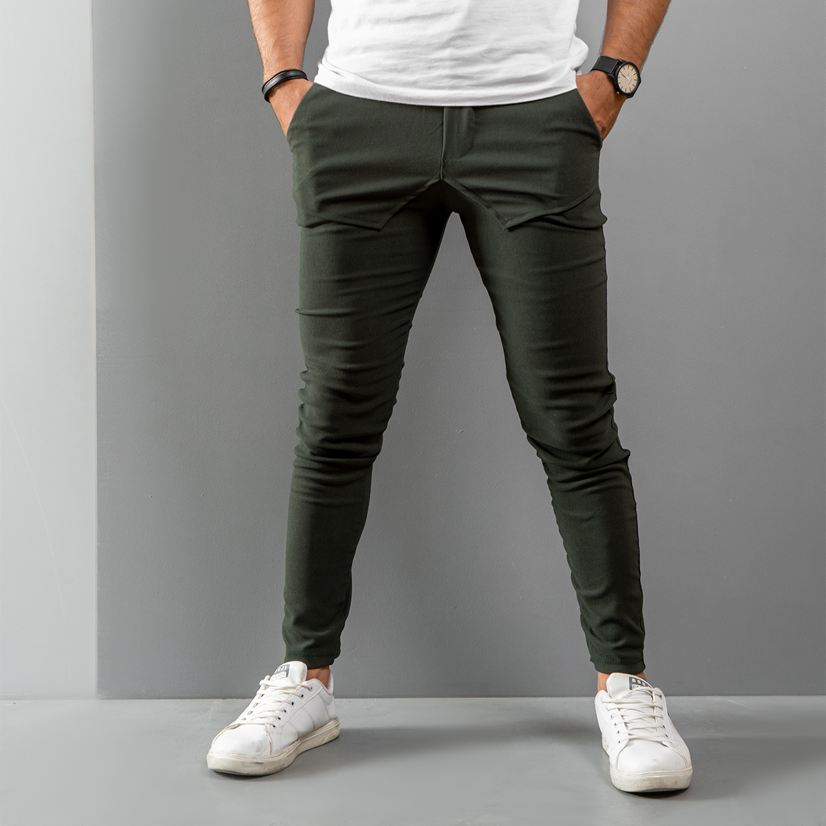 شلوار اسلش جیب دوبل مردانه سبز مدل Nambi