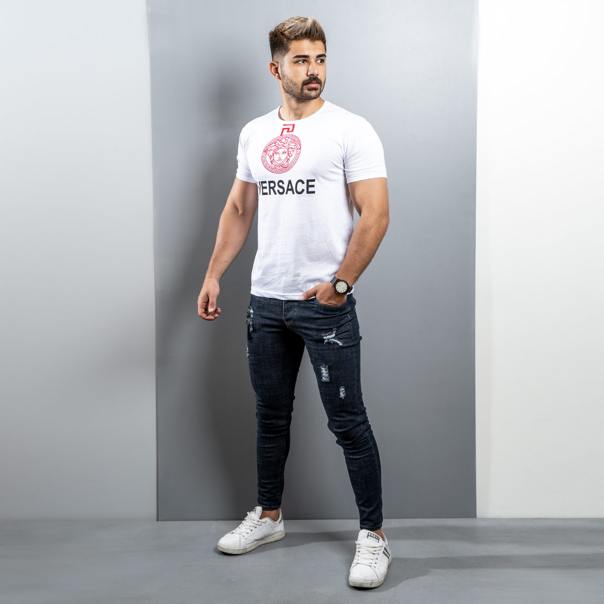 تیشرت Versace مردانه سفید مدل Janatan