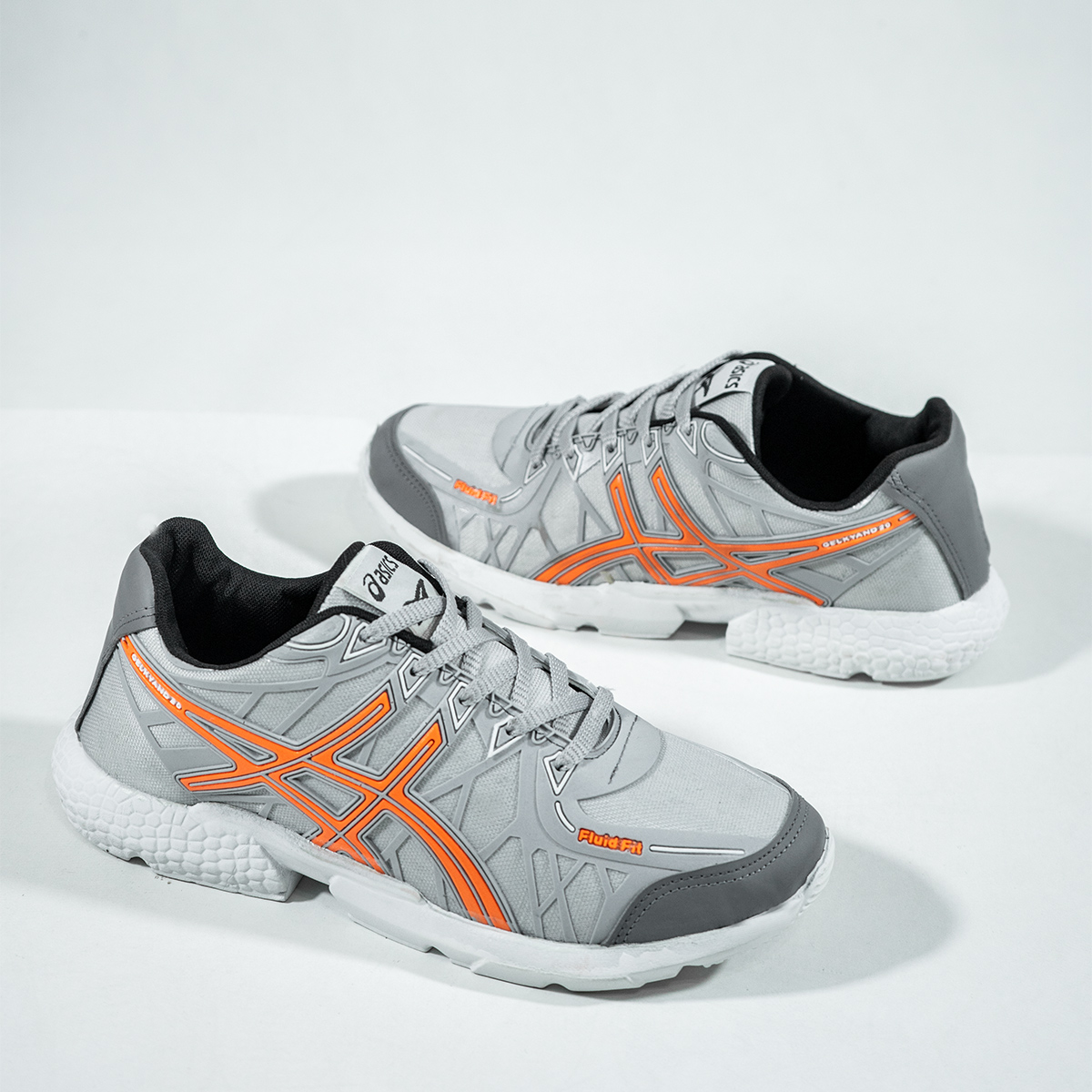 کفش ورزشی Asics مردانه طوسی نارنجی مدل Snopy