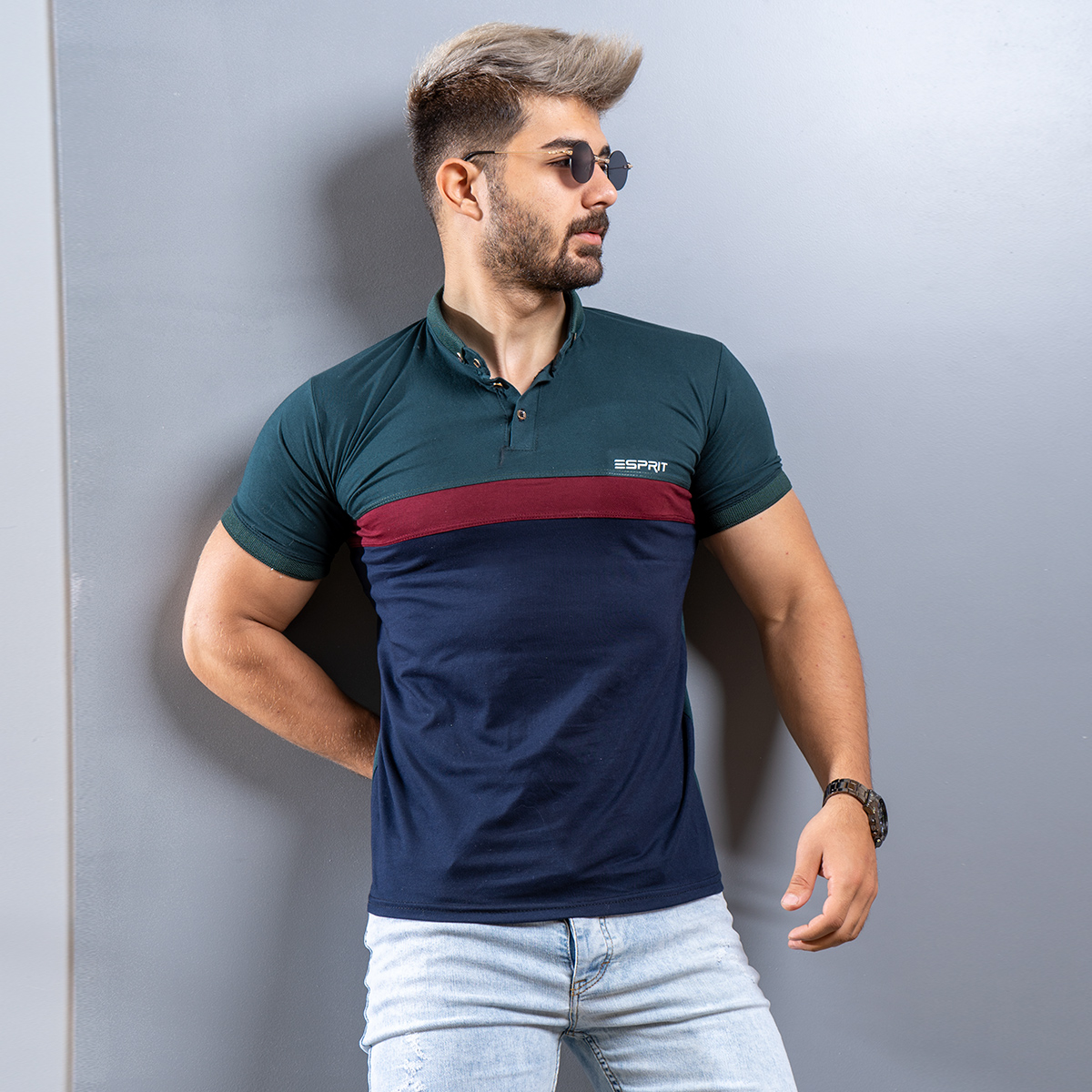 تیشرت Esprit مردانه سبز سرمه ای مدل Sonada