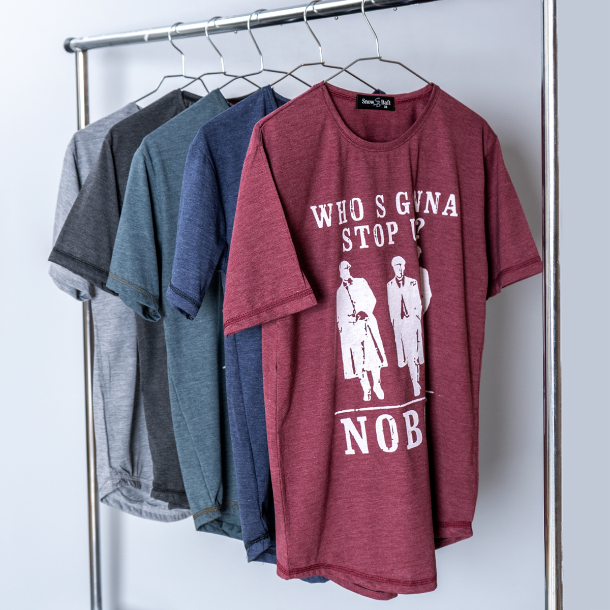 تیشرت NOBODY مردانه طوسی تیره مدل Montez