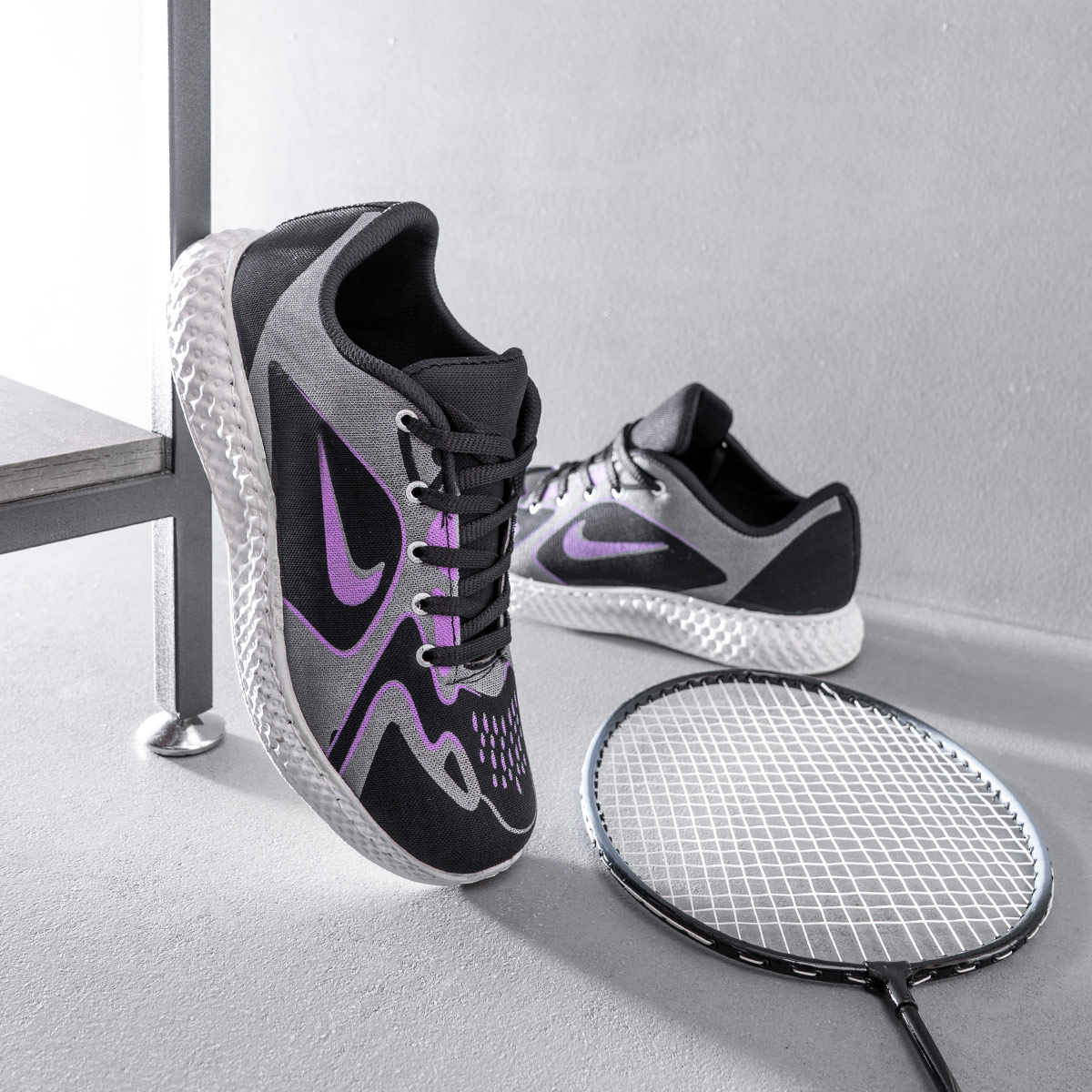 کفش ورزشی مشکی بنفش مردانه مدل Miden(T)