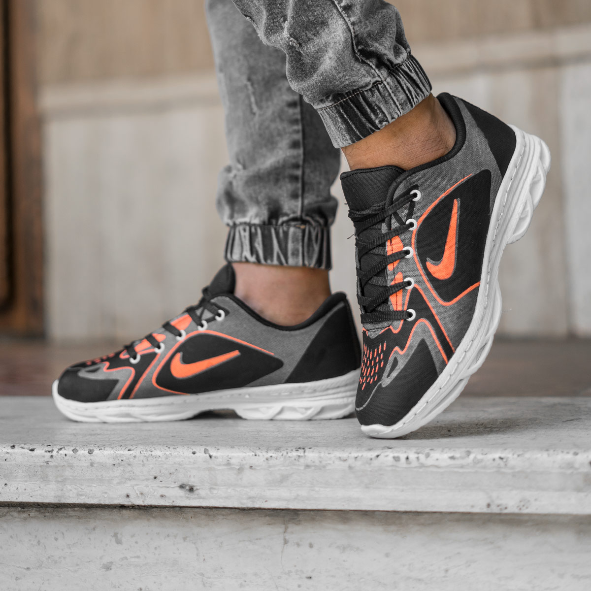 کفش ورزشی مشکی نارنجی مردانه مدل Miden(T)