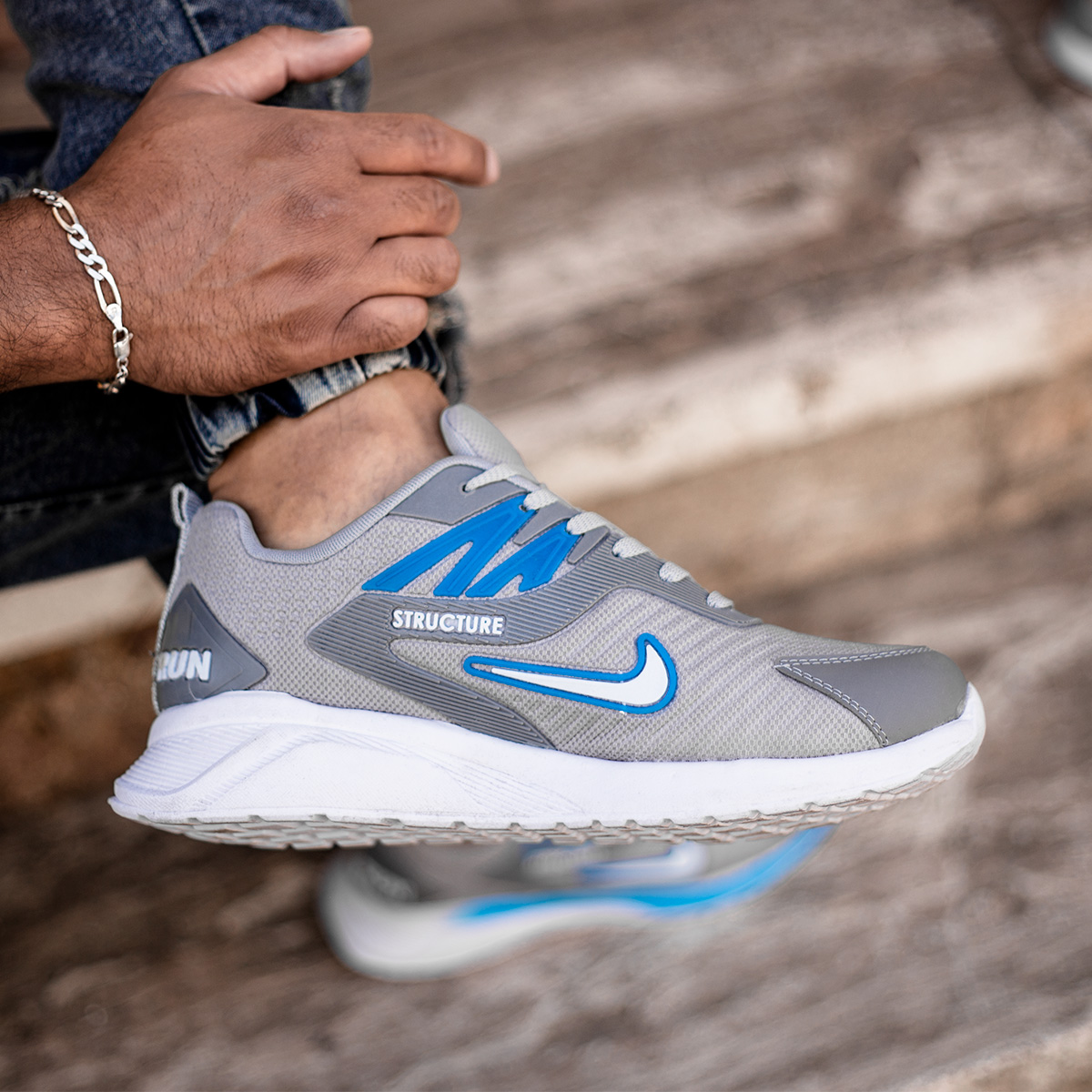 کفش ورزشی Nike Structure مردانه طوسی آبی مدلZomit